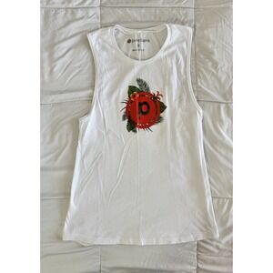 Pure Barre Tank Top White Multi Color Logo Small Sleeveless Yoga NWOT